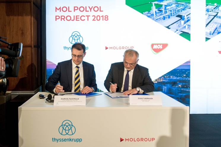 O projekte Polyol je rozhodnuté, Skupina MOL uzavrela so spoločnosťou thyssenkrupp zmluvy o inžinieringu, nákupe a výstavbe O projekte Polyol je rozhodnuté, Skupina MOL uzavrela so spoločnosťou thyssenkrupp zmluvy o inžinieringu, nákupe a výstavbe