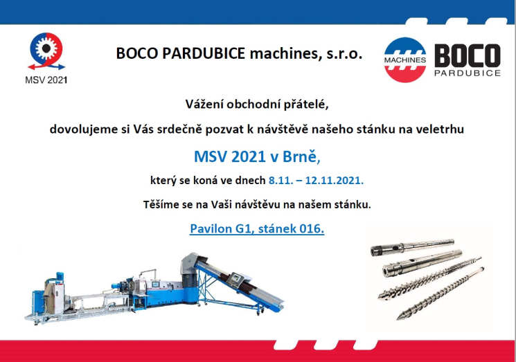 BOCO PARDUBICE machines s.r.o. - MSV Brno 2021