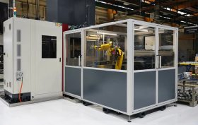 Fully automated production cell for manufacturing rubber-to-metal bonded parts by ROMI Automation